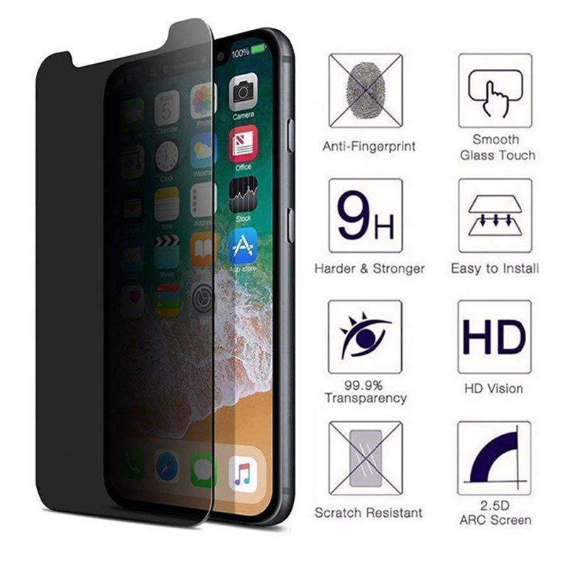 Protecteur d'Ã‰cran de ConfidentialitÃ© en Verre Anti-espion, pour iPhone 14 13 12 mini 11 Pro Poly X XS Max 6s 7 8 Plus SE 2020, 3 PiÃ¨ces, 9H n° 5