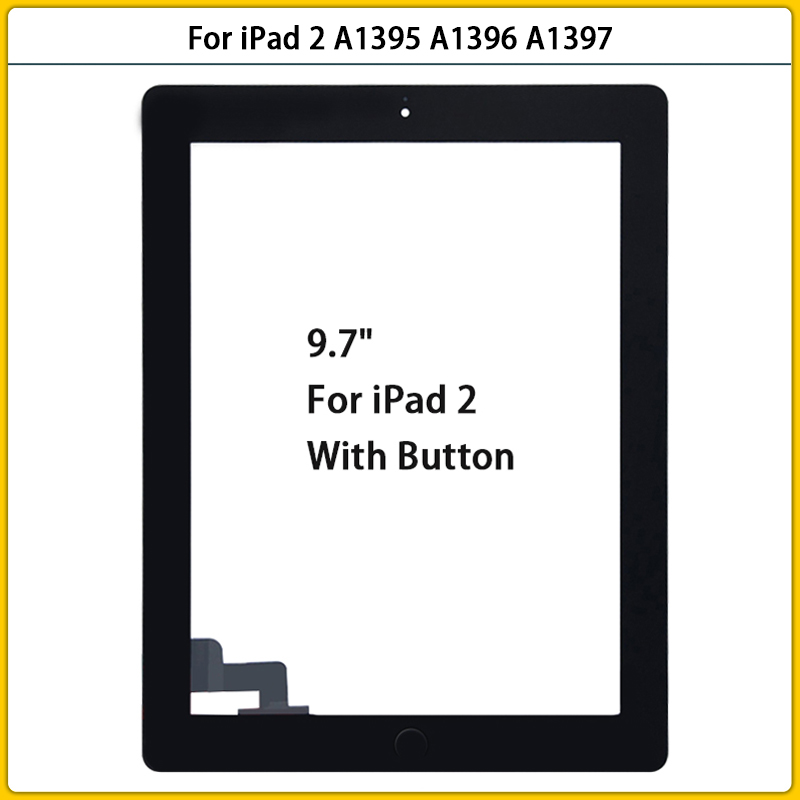 Pour iPad 2 A1395 A1396 A1397 Ã‰cran Tactile Digitizer Capteur Pour iPad 2 Ã‰cran Tactile LCD Avant En Verre ExtÃ©rieur Bouton Remplacer n° 2