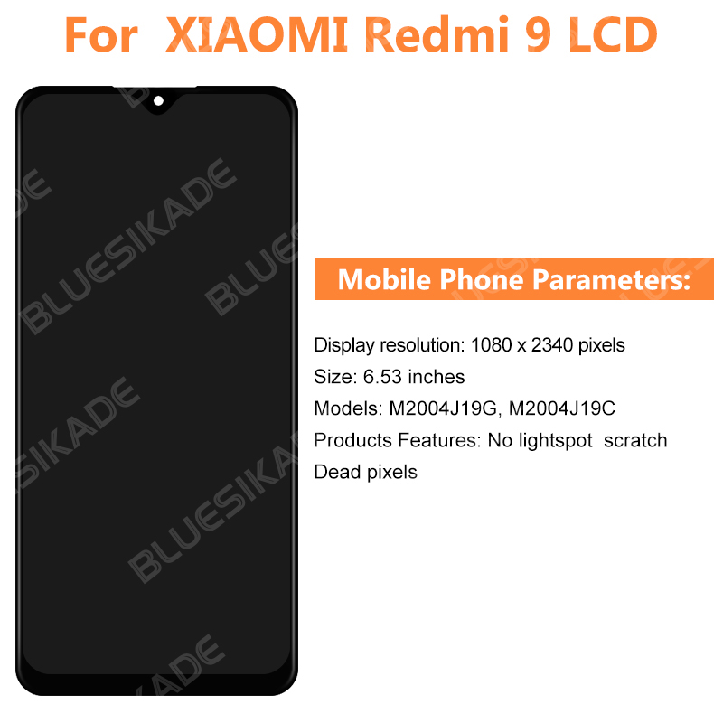 NumÃ©riseur d'Ã©cran tactile d'affichage Ã  cristaux liquides pour Xiaomi Redmi 9, piÃ¨ces de rechange d'affichage Ã  cristaux liquides, 6.53 , M2004J19G, M2004J19C n° 2