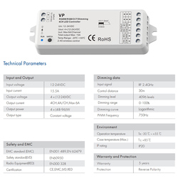 TÃ©lÃ©commande sans fil RF 2.4G, 4 canaux, variateur LED, 12V, 24V, DC 15A PWM, 4 voies, interrupteur pour document unique, bandes LED small picture n° 3