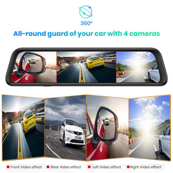 RÃ©troviseur de voiture avec enregistreur vidÃ©o 360 Â°, 4 canaux, 12 pouces, 4G, Android Auto DVR, ADAS, WiFi, camÃ©ras de navigation GPS, tableau de bord 1080P small picture n° 4