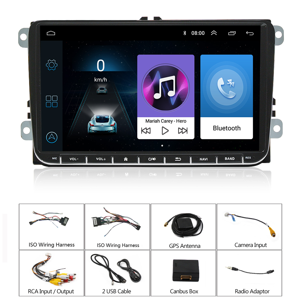 Podofo â€“ autoradio Android, 2 Din, DSP, navigation GPS, rÃ©cepteur RDS, lecteur multimÃ©dia, stÃ©rÃ©o, pour voiture Passat Golf MK5/MK6/T5, EOS, POLO Tour n° 6