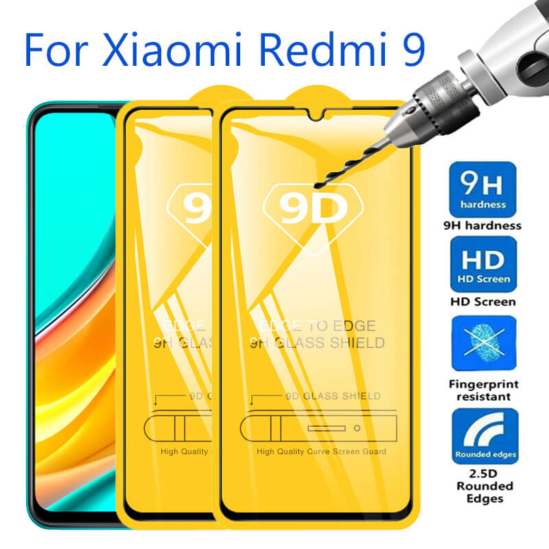 Verre de protection d'Ã©cran pour Xiaomi Redmi 9, couverture complÃ¨te, protecteurs d'Ã©cran, 9D, 9A, 9C, Xaomi, Redmi9, M2004J19AG, 2 piÃ¨ces n° 1