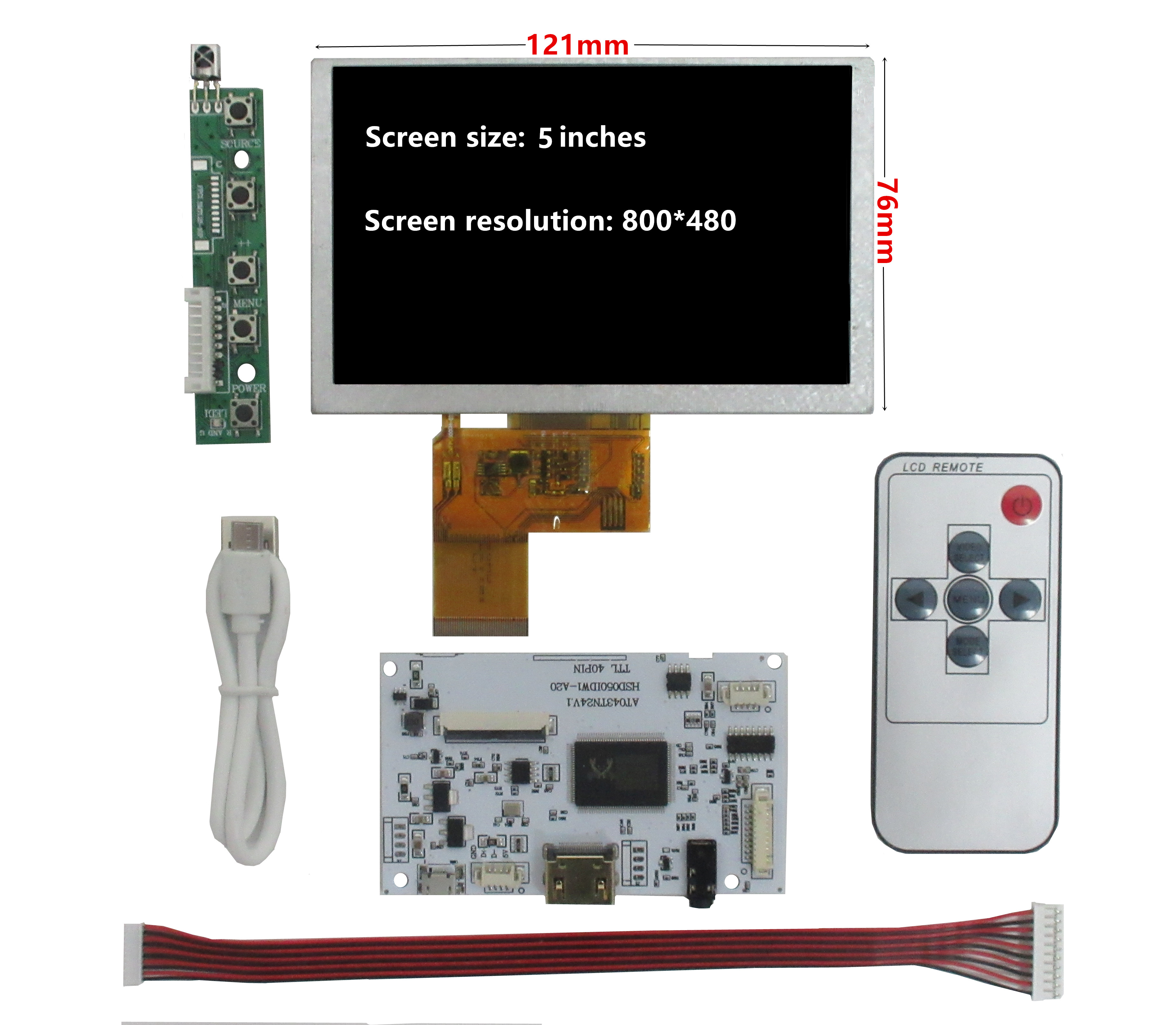 Ã‰cran LCD polyvalent 5 pouces 800x480, contrÃ´leur d'affichage, Compatible HDMI, carte de pilote de commande Audio n° 2