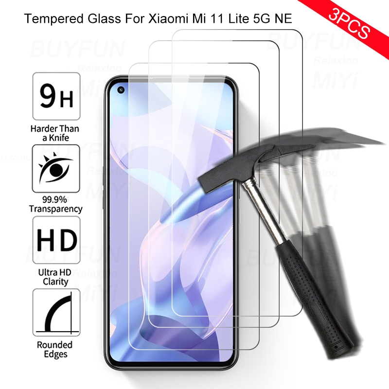 Verre de protection d'Ã©cran 9h pour Xiaomi Mi 11 Lite, film de protection, redÃ©marrage, lumiÃ¨re, 5G, NE, 3 piÃ¨ces n° 1