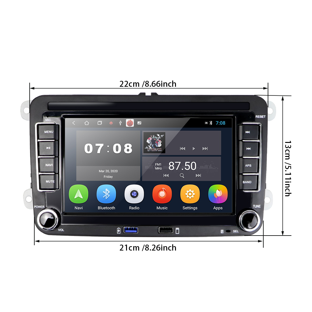 LeeKooLuu-Autoradio 7 HD, Android, stÃ©rÃ©o, lecteur de limitation, 2 DIN, pour voiture VW Golf 5/6, Jetta MK5/MK6, Tiguan CC, Polo, Passat n° 2