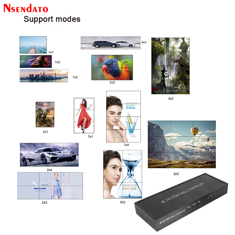 ContrÃ´leur de mur vidÃ©o TV HDMI, processeur de couture d'Ã©cran, contrÃ´leur d'affichage vidÃ©o TV, 4K, 3x3, Spl479, 3x2, 3x1, 1x3, 2x3, 4x2, 2x4 n° 3