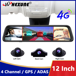 RÃ©troviseur de voiture avec enregistreur vidÃ©o 360 Â°, 4 canaux, 12 pouces, 4G, Android Auto DVR, ADAS, WiFi, camÃ©ras de navigation GPS, tableau de bord 1080P small picture n° 1