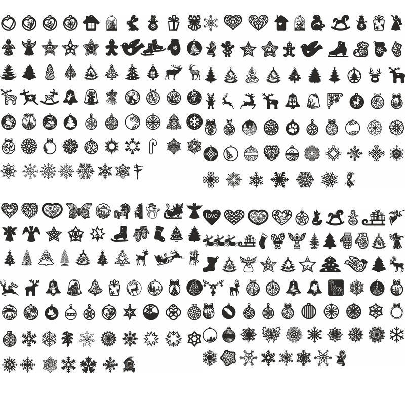 255 CNC noÃ«l Vector Files arbre jouet flocons de neige ornement faisceau CDR DXF a4 2D conception de dÃ©coupe Laser n° 1