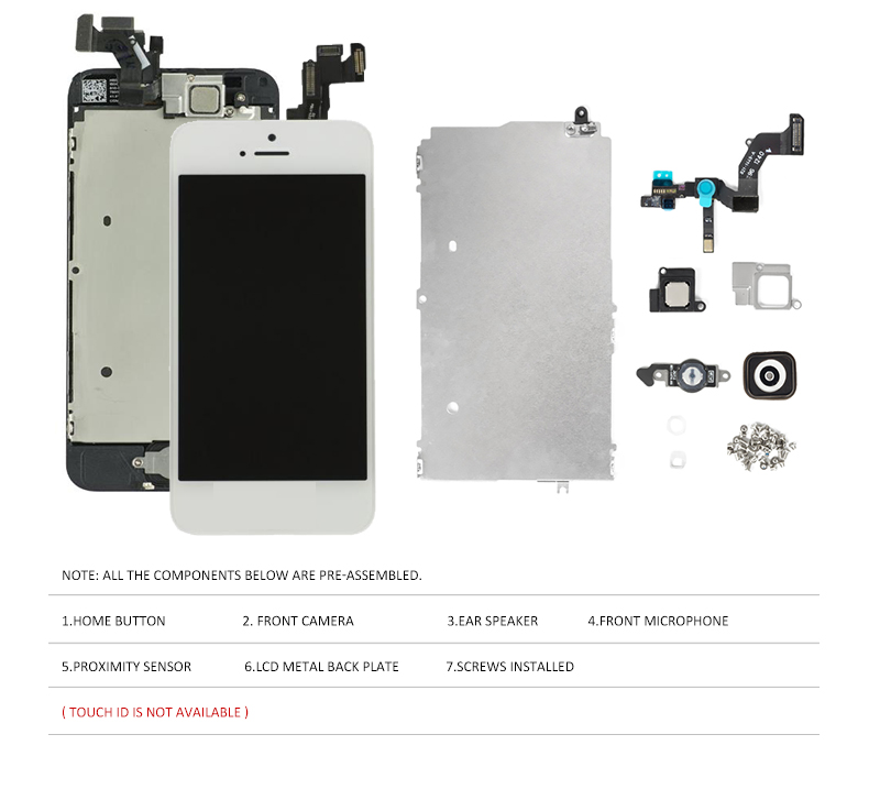 Ã‰cran LCD pour iPhone 5 5C 5S SE 2016, ensemble complet d'affichage, HÃ©bergements eur tactile de remplacement, assemblage d'invitation + bouton d'accueil + camÃ©ra avant n° 3