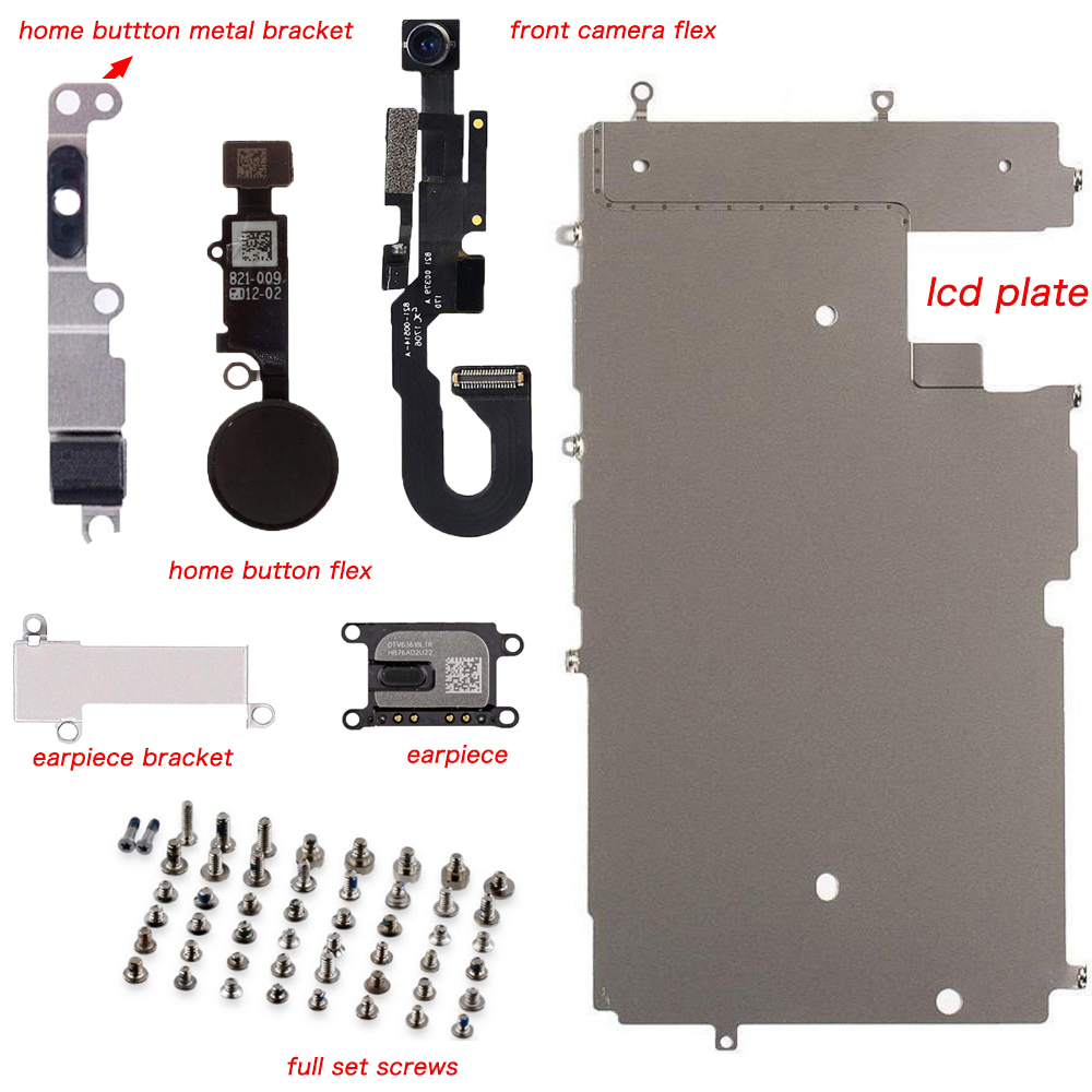 PiÃ¨ces de rÃ©paration pour Ã©cran LCD complet, Kit de vis de cÃ¢ble flexible avec camÃ©ra avant et haut-parleur, bouton accueil, pour iPhone 6 6p 6s 6sP 7 7P 8 8 Plus n° 3