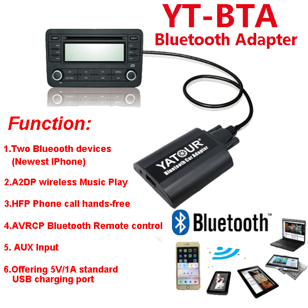 Yatour-Adaptateur mains libres Bluetooth, 12 broches, pour VW Jetta Passat Golf Beetle Tiguan Touareg Fox n° 5