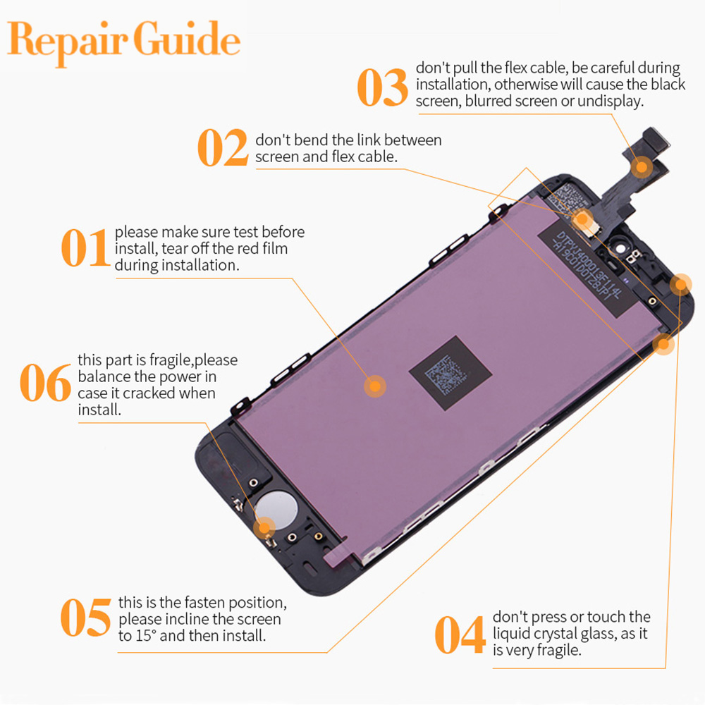 Ã‰cran LCD tactile de remplacement pour iPhone 5, 5c, 5s, SE, verre noir et blanc, 100% fonctionnel, AAA +++, vente directe d'usine n° 3