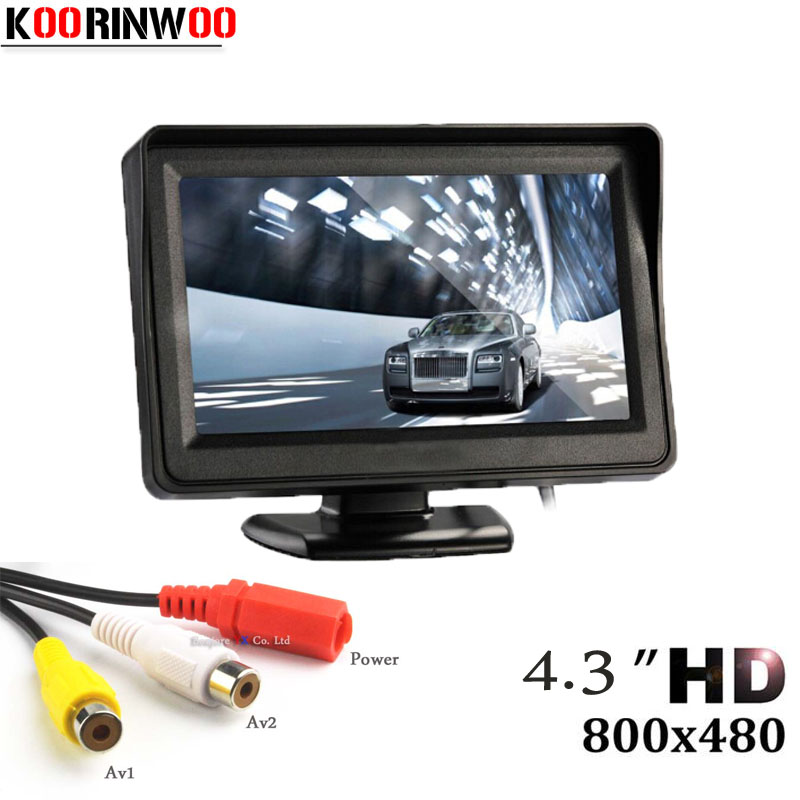 Koorinwoo-Mini moniteur numÃ©rique HD pour voiture, Ã©cran 4.3 pouces, TFT, LCD, 800x480, systÃ¨me vidÃ©o de stationnement intÃ©grÃ© au tableau de bord, aide au stationnement, 2 Ã©crans RCA n° 1