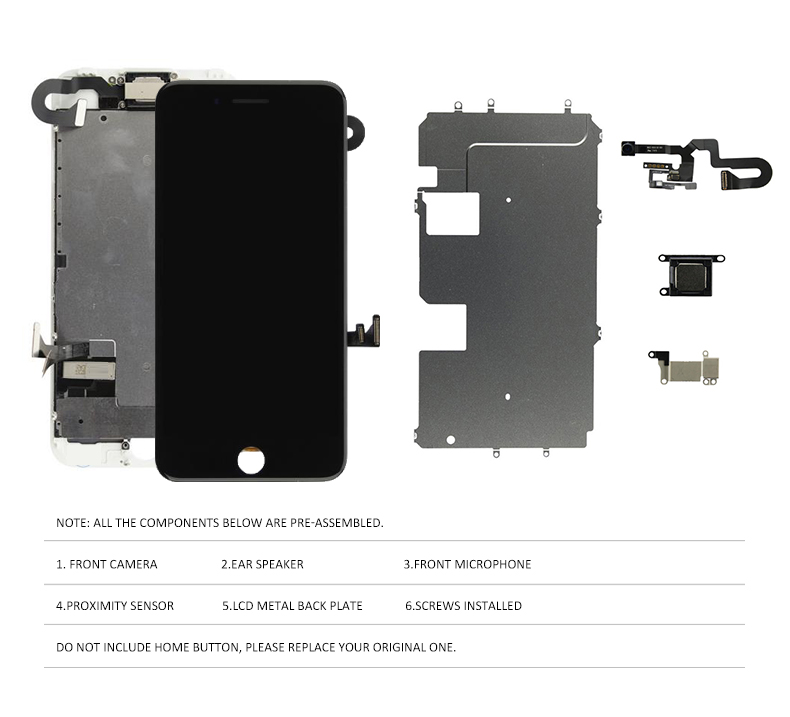 Ensemble complet Ã©cran tactile LCD de remplacement, 3D, AAA, pour iPhone 8 Plus, nouveau n° 4