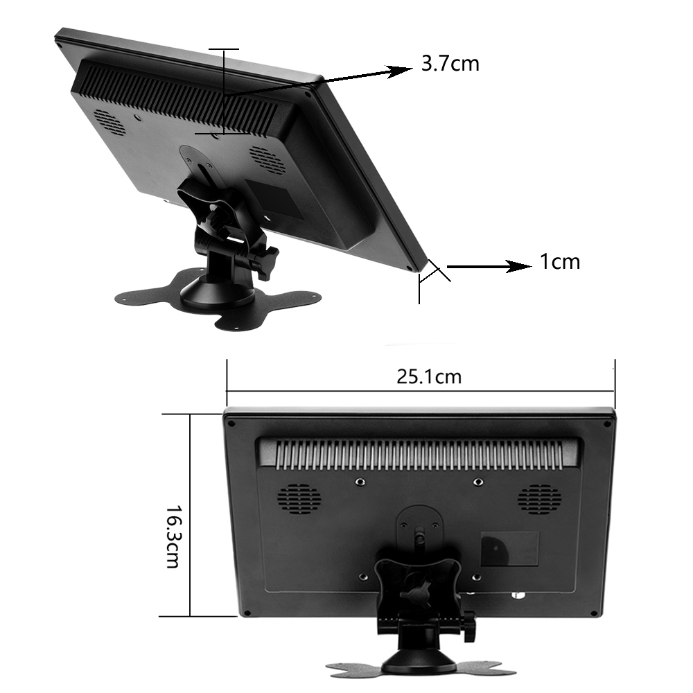 AMPrime-Moniteur de voiture Ã  Ã©cran LCD, 10.1 pouces, 1024x600, pour la maison, les documents numÃ©riques, les barrage, moniteur de stationnement avec VGA/vidÃ©o/audio n° 3