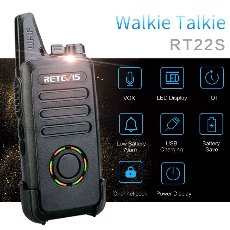 RETEVIS-Talkie portable perforÃ© RT22S, affichage de l'alimentation de la batterie, station de radio bidirectionnelle pratique, Ã©couteur, canal VOX UHF, 2W, 4 piÃ¨ces n° 2