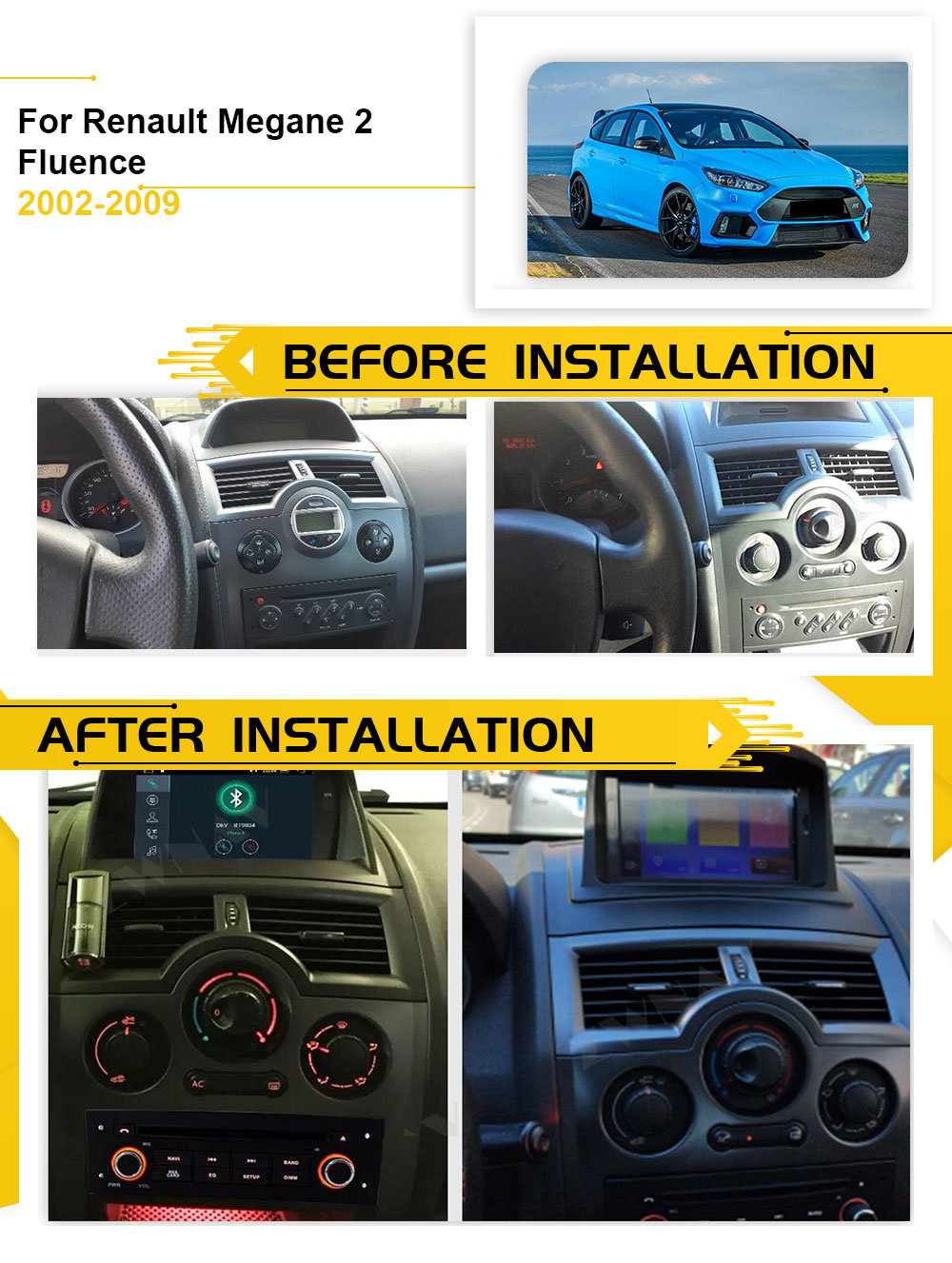 Autoradio Carplay Android pour Renault Megane 2 Fluence, Ã©cran 2002, 2003, 2004, 2005, 2006, 2007, 2008, 2009, unitÃ© centrale, Audio stÃ©rÃ©o, enregistreur n° 2