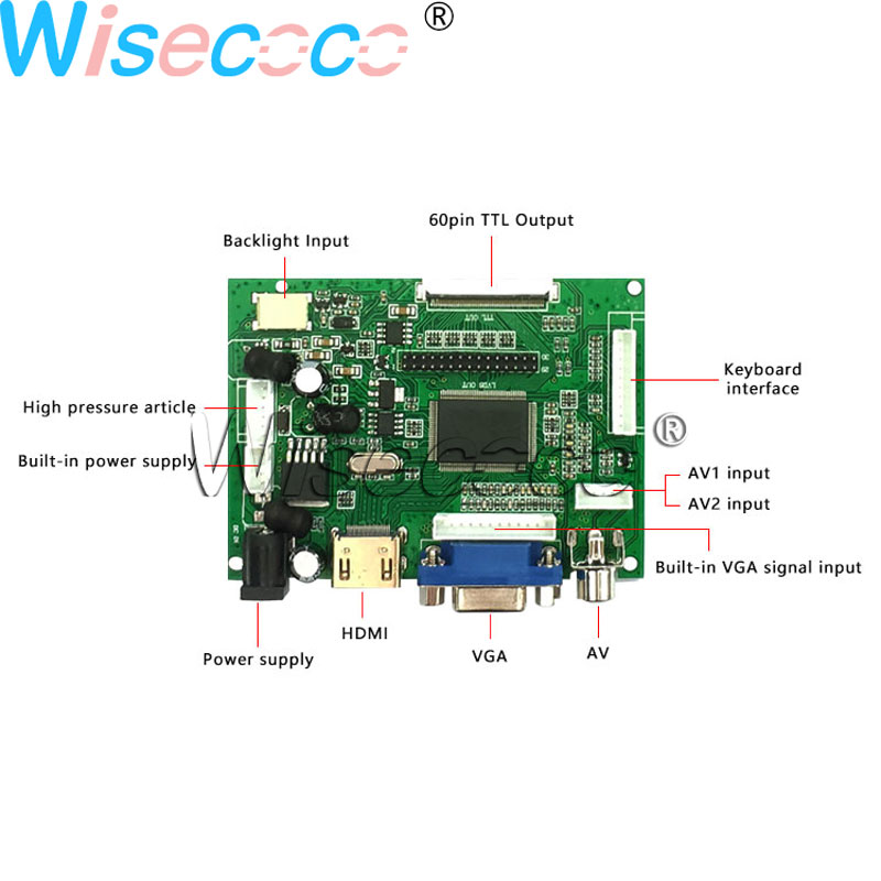 Ã‰cran d'affichage LCD TFT, 7 pouces, A070VW04, V0, LCM, 800x480, 60 broches, FPC, VGA, TTL, carte contrÃ´leur compatible HDMI, contaminants, echeads n° 6