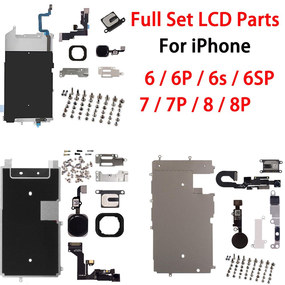 PiÃ¨ces de rÃ©paration pour Ã©cran LCD complet, Kit de vis de cÃ¢ble flexible avec camÃ©ra avant et haut-parleur, bouton accueil, pour iPhone 6 6p 6s 6sP 7 7P 8 8 Plus n° 1