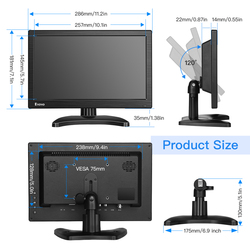 Eyoyo – écran IPS de télévision LCD HD 12 pouces, 1366x768, avec HDMI, BNC, VGA, AV, USB, pour Raspberry Pi, moniteur de sécurité CCTV pour ordinateur small picture n° 5
