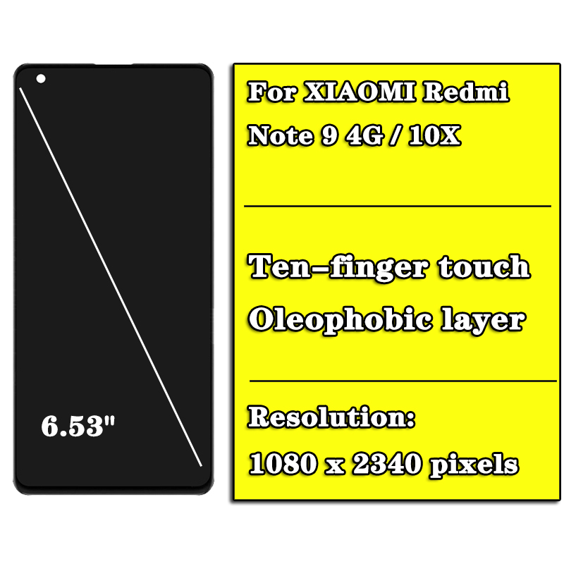 Ensemble Ã©cran tactile LCD de remplacement avec chÃ¢ssis, pour Xiaomi Redmi Note 9 10X 4G M2003J15SC, original n° 2