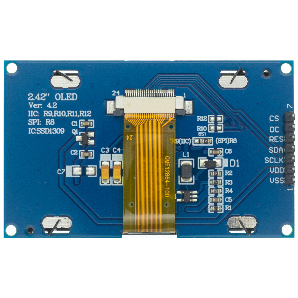 Ã‰cran OLED HD avec technologie d'Ã©cran LCD, interface sÃ©rie pour Ardu37UNO R3, SSD1309, Ã©ventuelles I, IIC, I2C, 7 broches, 2.42 pouces, 2.42 pouces, 128x64 n° 2