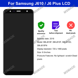 Ã‰cran tactile LCD de remplacement, 6.0 pouces, pour Samsung Galaxy J610 J6 + J6 Plus 2018 J415 J4 Plus small picture n° 2