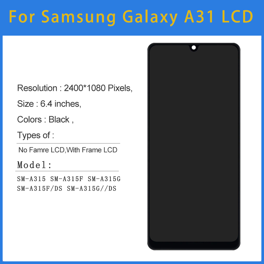 Ensemble Ã©cran tactile LCD AMOLED de remplacement, pour Samsung Galaxy A31 A315 A315F A315F/DS A315G/DS A315G n° 2