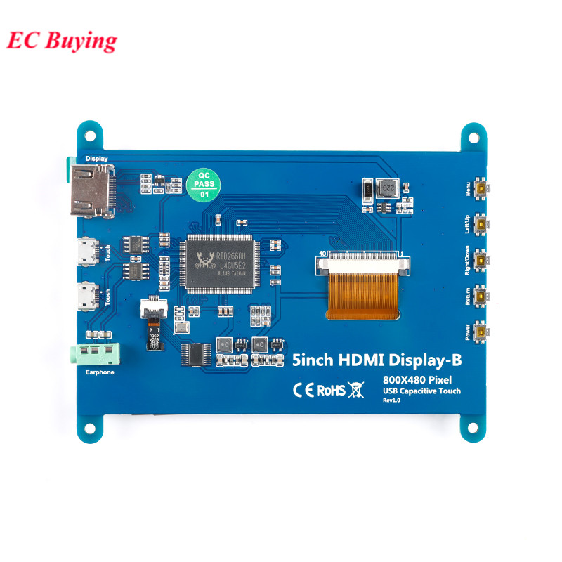 Moniteur HDMI 5 pouces 800x480 USB, Ã©cran tactile, Ã©cran LCD 5.0 pouces, technologie pour Raspberry Pi 2B/3B +/4B/PC/BB, noir/gels Pi n° 2