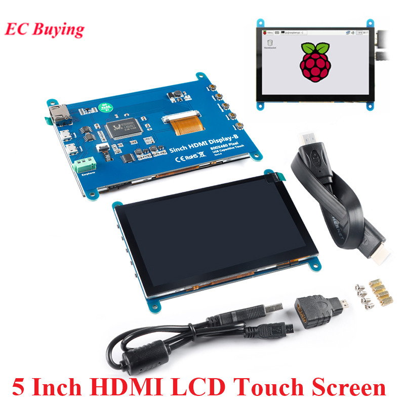 Moniteur HDMI 5 pouces 800x480 USB, Ã©cran tactile, Ã©cran LCD 5.0 pouces, technologie pour Raspberry Pi 2B/3B +/4B/PC/BB, noir/gels Pi n° 1