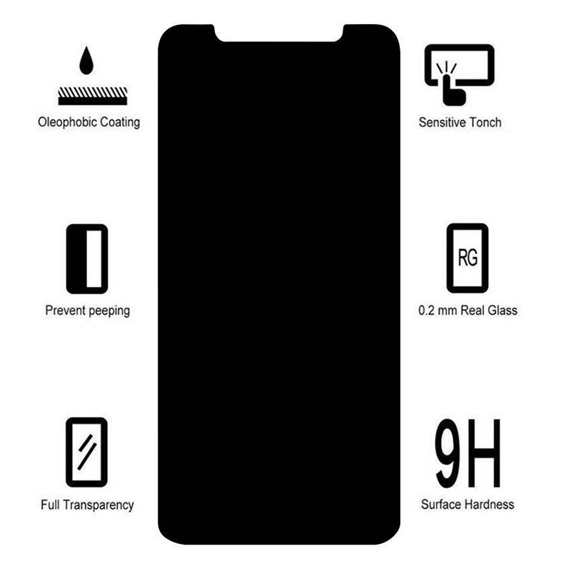 Protecteur d'écran noir anti-espion pour Apple iPhone, verre anti-espion pour Apple iPhone X XS Max 6 6S 7 8 Plus 11Pro 11 12 Pro Max Mini SE 2020 n° 4