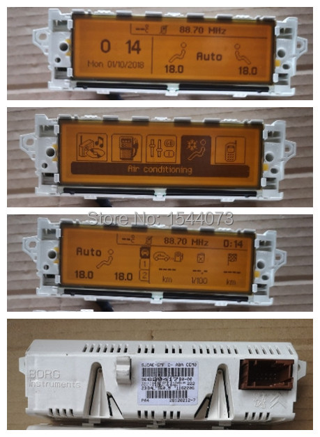 Ã‰cran d'affichage du moniteur de la climatisation, coque de document blanche, USB, Bluetooth, jaune, 12 broches, 5 menus, KIT 407, 408, 307 n° 1