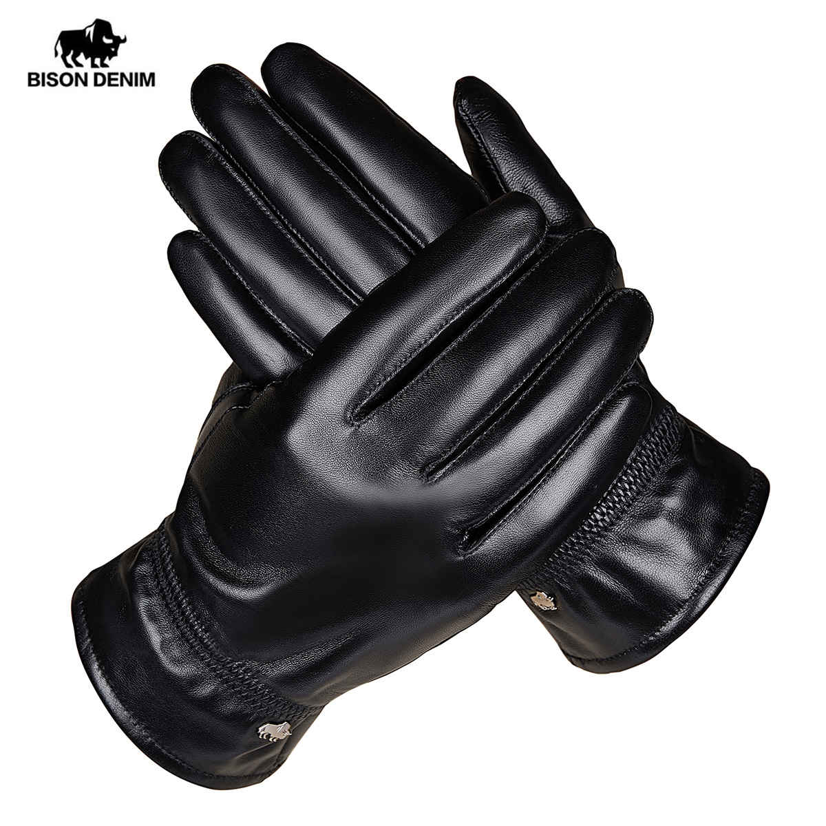 Bagressions DENIM-Gants en peau de mouton pour homme, mitaines de conduite, cuir vÃ©ritable, Ã©cran tactile, chaud, mode hivernale, livraison gratuite n° 1