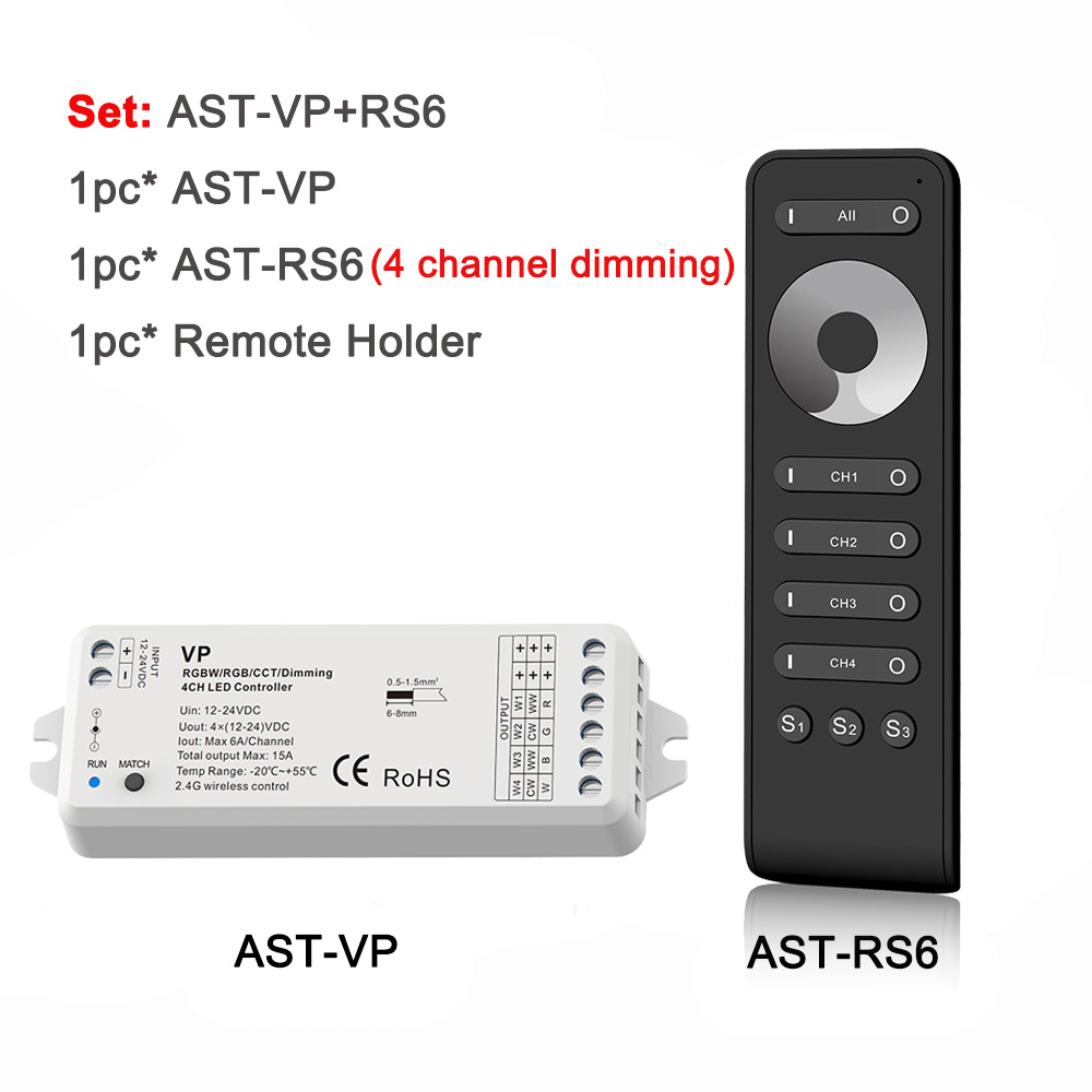 TÃ©lÃ©commande sans fil RF 2.4G, 4 canaux, variateur LED, 12V, 24V, DC 15A PWM, 4 voies, interrupteur pour document unique, bandes LED n° 6