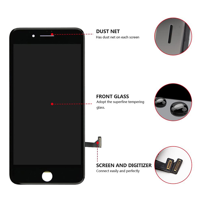 Ã‰cran tactile LCD de remplacement, noir et blanc, AAA +++, avec outils, pour iPhone 5/5s/SE/6/6P/6S/6SP/7/7P/8P + TPU n° 3