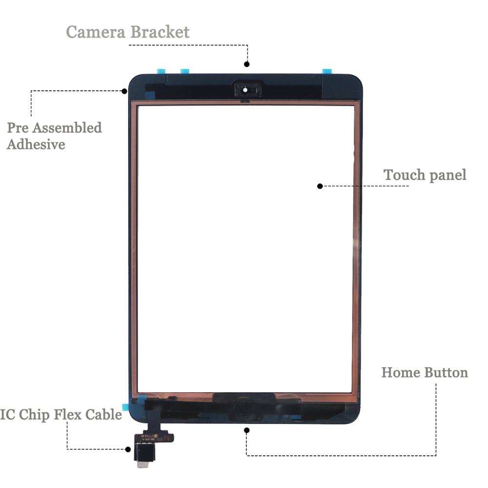 Ã‰cran tactile pour iPad Mini 1, A1432, A1454, A1455, A1489, A1490, A149, bouton d'accueil, cÃ¢ble IC, nouveau n° 5