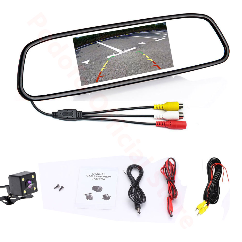 PodoNuremberg-Moniteur de rÃ©troviseur de stationnement de voiture LCD, 4.3 , 2 entrÃ©es vidÃ©o pour camÃ©ra de recul, vision nocturne LED, barrage automatiques n° 5