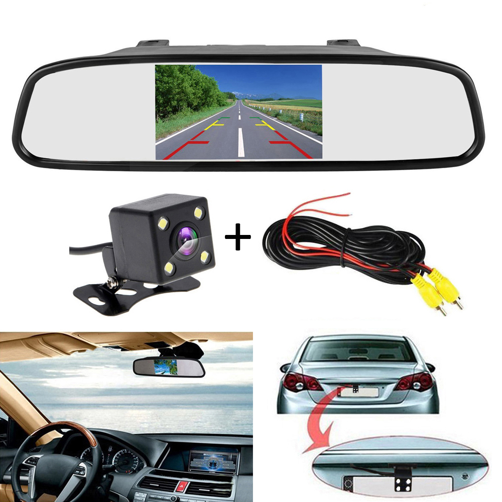 PodoNuremberg-Moniteur de rÃ©troviseur de stationnement de voiture LCD, 4.3 , 2 entrÃ©es vidÃ©o pour camÃ©ra de recul, vision nocturne LED, barrage automatiques n° 3