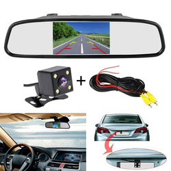 PodoNuremberg-Moniteur de rÃ©troviseur de stationnement de voiture LCD, 4.3 , 2 entrÃ©es vidÃ©o pour camÃ©ra de recul, vision nocturne LED, barrage automatiques small picture n° 3