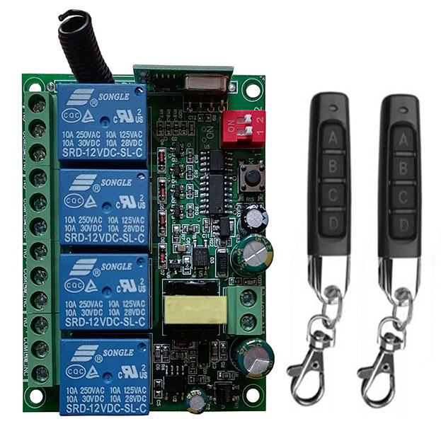 Commutateur intelligent sans fil, relais sans fil 4 canaux, tÃ©lÃ©commande RF, rÃ©cepteur + Ã©metteur, AC110V 220V 230V 10A 315/433 MHz 4CH 4 CH n° 4