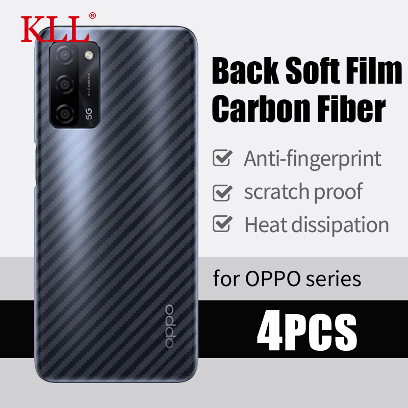 Film arriÃ¨re en fibre de carbone pour Oppo, film de protection, pas de verre, Reno 6 6z 5 4 3 2 2z 2f A52 A72 A54 A74 A5 A9 Find Bery Pro, 4 piÃ¨ces n° 1