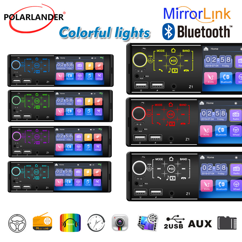 Lecteur de carte radio Bluetooth pour voiture, lumiÃ¨res colorÃ©es, audio automatique, stÃ©rÃ©o, lecteur MP5, Ã©cran tactile, touristes, USB, carte TF, disque U n° 3