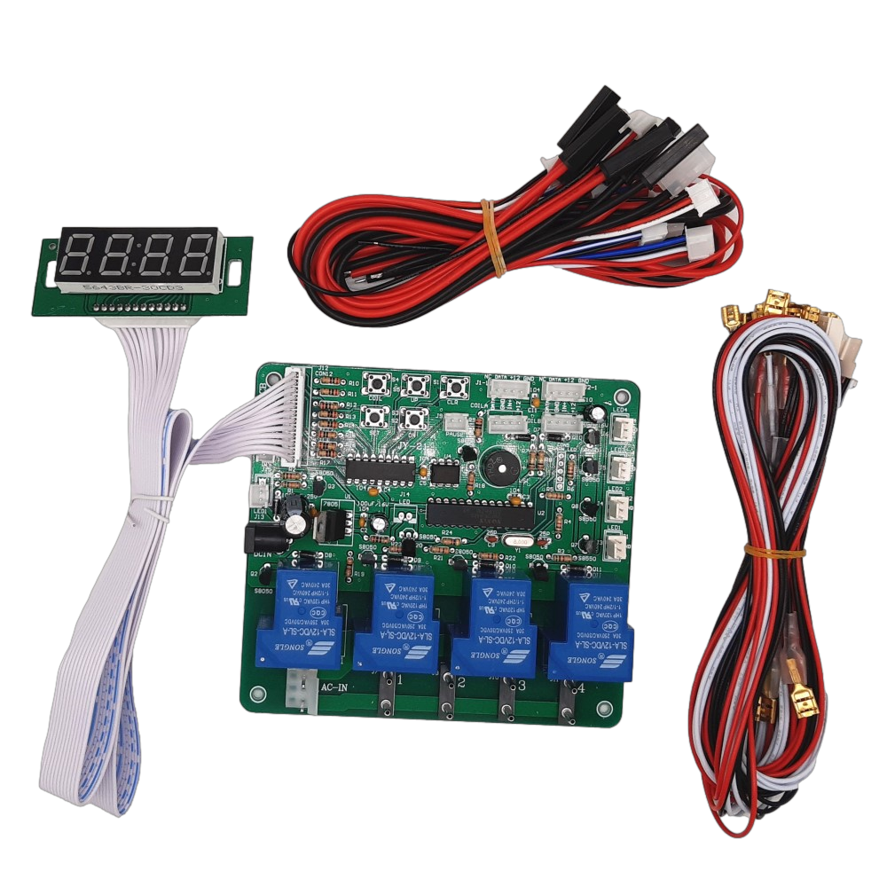 JY-21 4 affichage de chiffres 4 conseil de minuterie de canal pour l'accepteur de billet Coin Acceptor, carte PCB de contrÃ´le de temps pour la machine Ã  laver de voiture n° 1