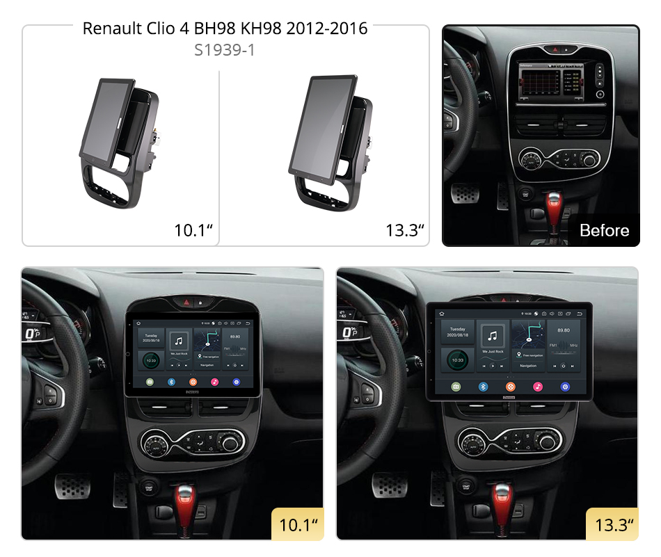 Autoradio PX6 Android 10, navigation GPS, lecteur DVD, stÃ©rÃ©o, rotatif, 1920x1080, pour voiture Renault Clio 4 BH98 SHIRT 98 (2012-2016) n° 2