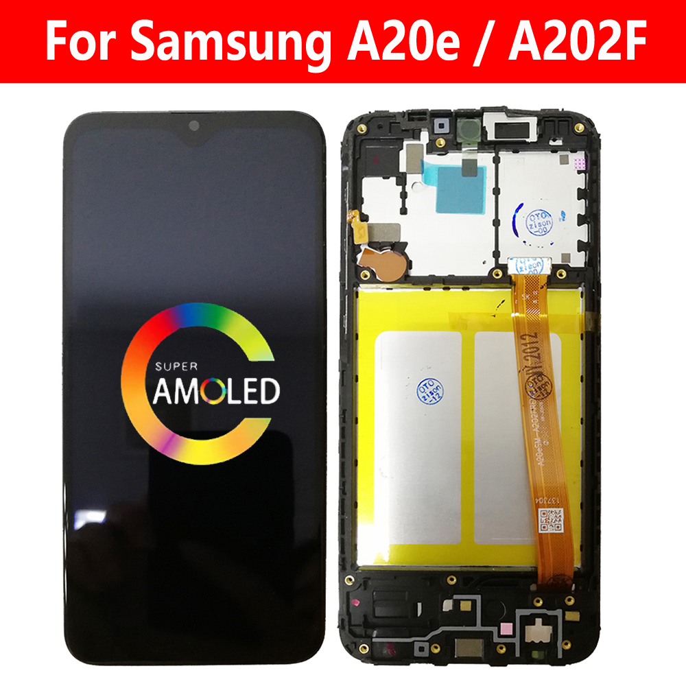 Pour Samsung Galaxy A20e 2019 LCD A202F Affichage Avec Cadre AAthSM-A202F/DS Ã‰cran Tactile Digitizer Assembly Super AMOLED PiÃ¨ces n° 1