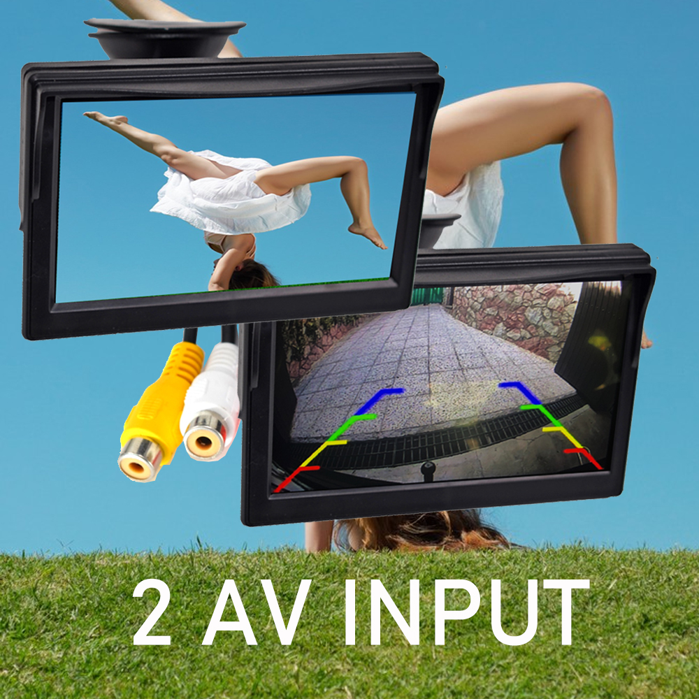 Moniteur de voiture TFT LCD numÃ©rique, entrÃ©e vidÃ©o bidirectionnelle ou barrage sans fil, camÃ©ra de recul, stationnement, Ã©cran 16:9, 5 pouces, 800x480 n° 3