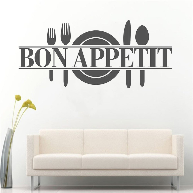 Autocollant mural franÃ§ais Bon AppÃ©tit, dÃ©coration murale, outils de cuisine, cuisine, salle Ã  manger, restaurant n° 1