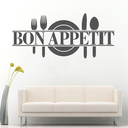 Autocollant mural franÃ§ais Bon AppÃ©tit, dÃ©coration murale, outils de cuisine, cuisine, salle Ã  manger, restaurant