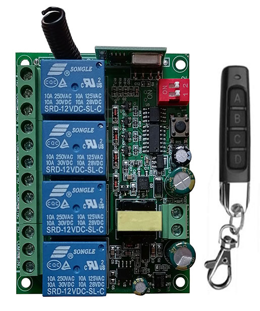 Commutateur intelligent sans fil, relais sans fil 4 canaux, tÃ©lÃ©commande RF, rÃ©cepteur + Ã©metteur, AC110V 220V 230V 10A 315/433 MHz 4CH 4 CH n° 5